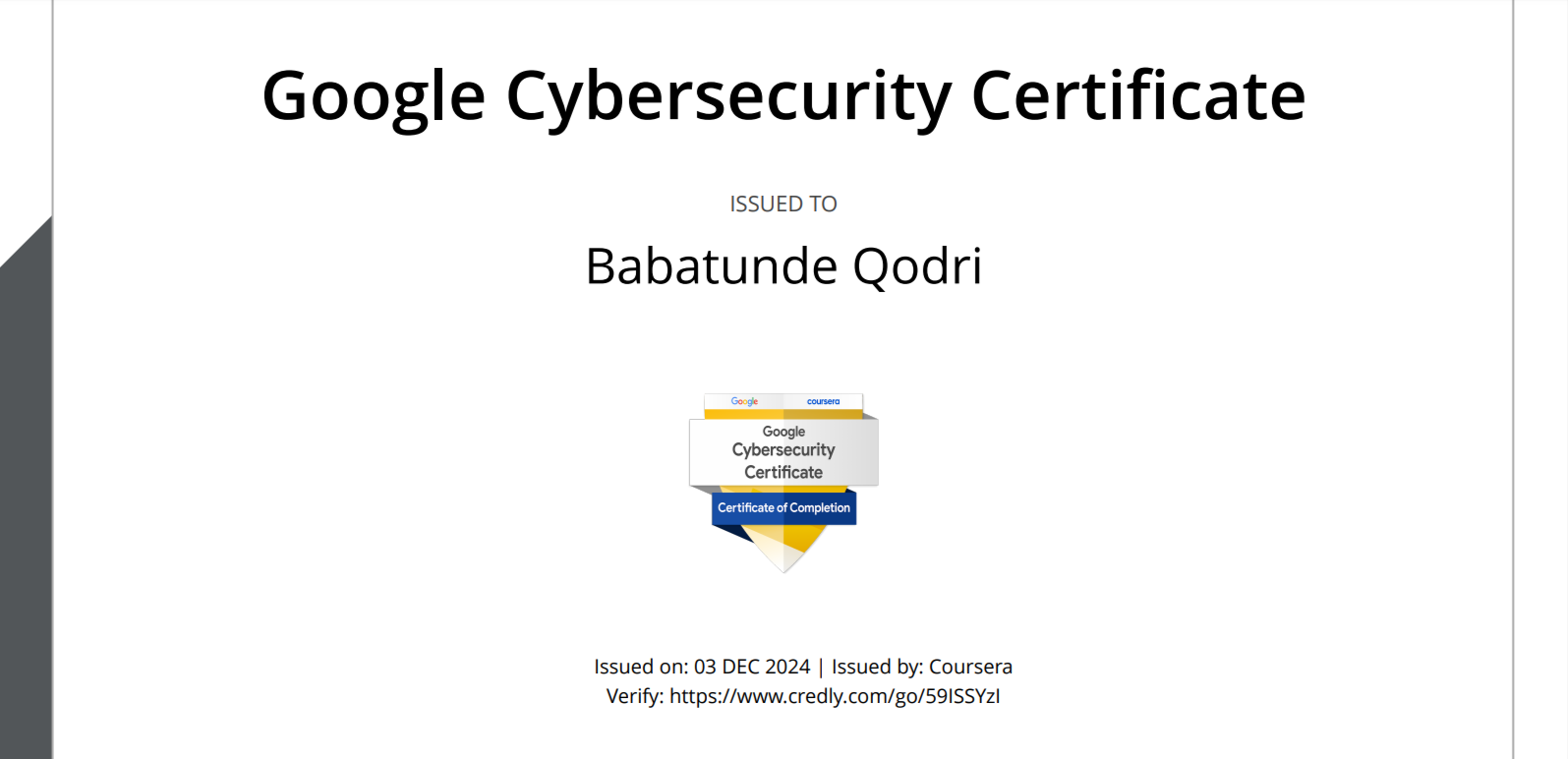 Google's Cybersecurity Certificate 